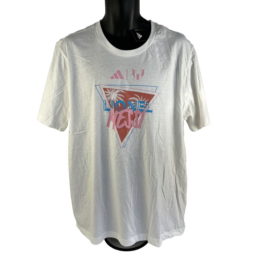 New Mens Adidas Lionel Messi Soccer Logo T-Shirt Szâ XL NWT White Miami